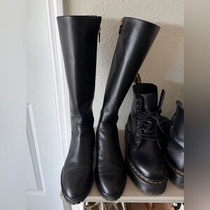 Stuart Weitzman City Zip Knee-High Boots - BLACK SIZE 8